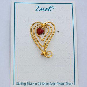 Zarah 24K Gold plated Sterling Silver Enamel Heart Pin